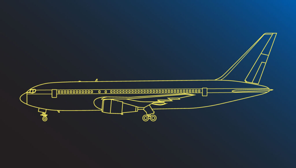 Illustration of an airplane on a gradient background